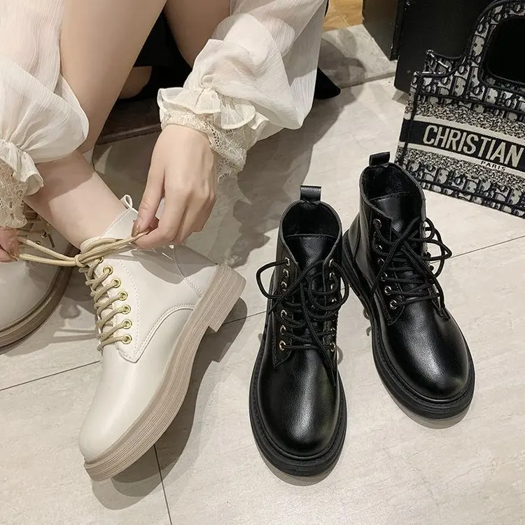 

Black Platform Boots Women Boots Winter Leathe Boots Lace Up Ankle Boots Motorcycle Thick Heel Platform High Heels