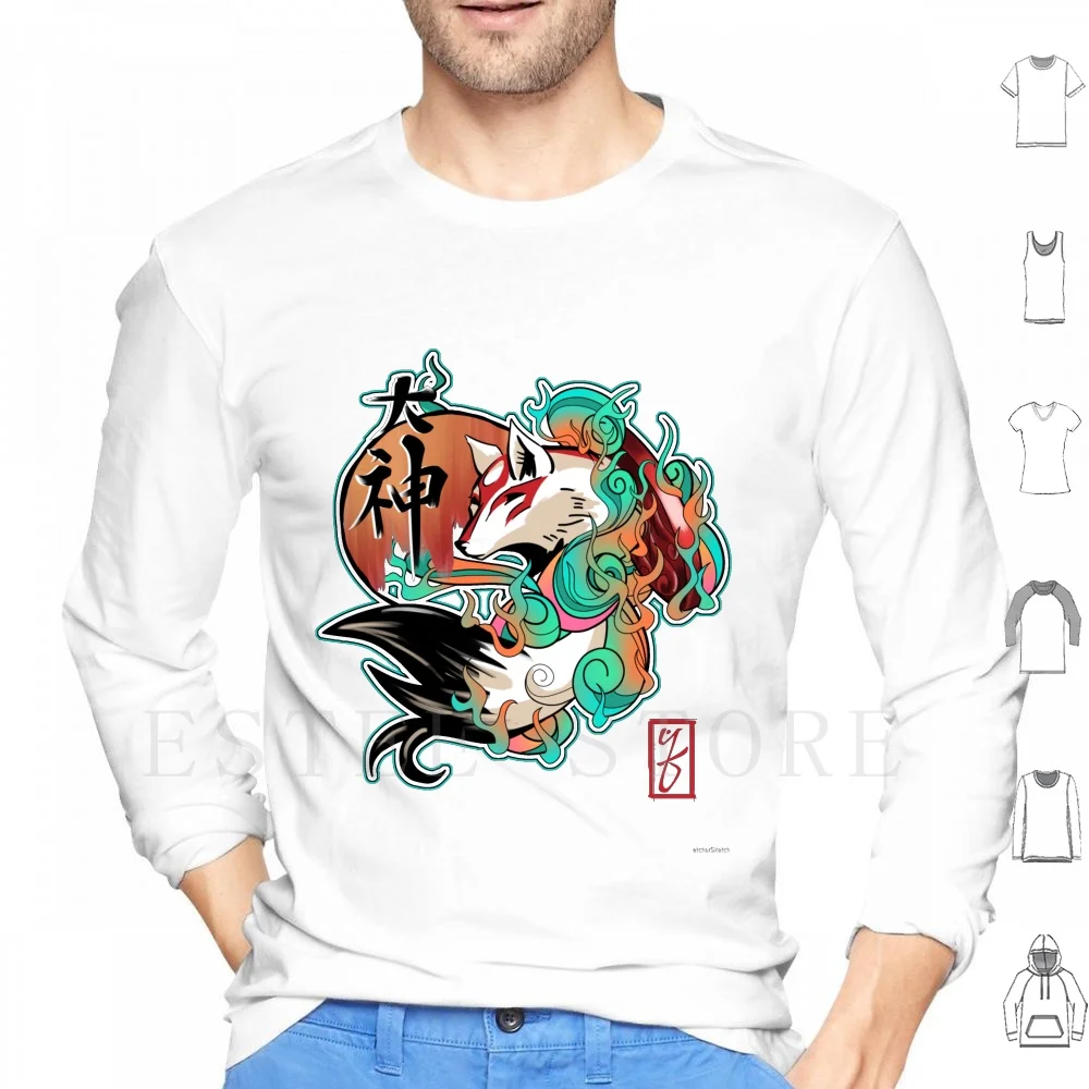 Фото Толстовки с капюшоном «Богиня Солнца» Okami Amaterasu White Wolf Okami Wolf Whitewolf Видеоигры Игра Okami Retro Fantasy Японский №1