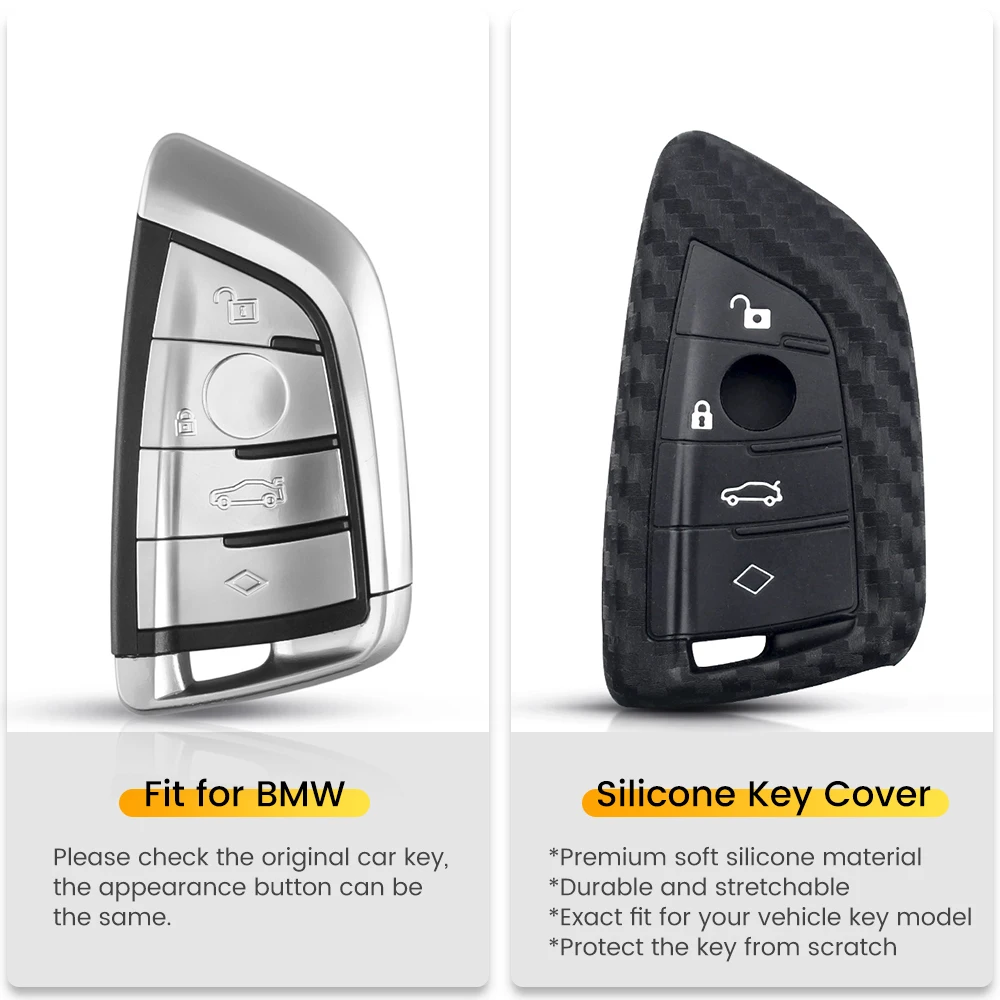Модный силиконовый чехол для ключей KEYYOU из АБС углеродного волокна BMW F15 F16 F48 G30 F85