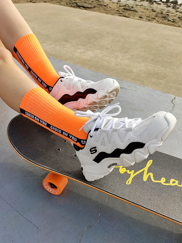 Autumn and Winter Fluorescent Green ins Japanse Preppy Style Men SOCK Street Skateboard Classic Tide Individuality Women's Socks