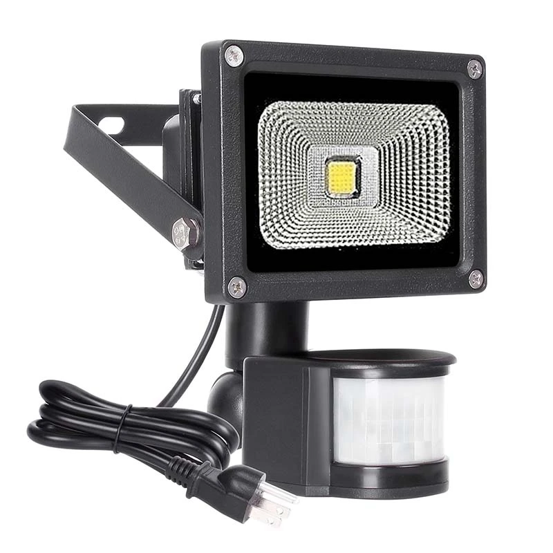 

10W Motion Sensor LED Flood Lights PIR Induction Spotlights IP66 Waterproof 3000K Warm White For Garden Garage(US Plug)