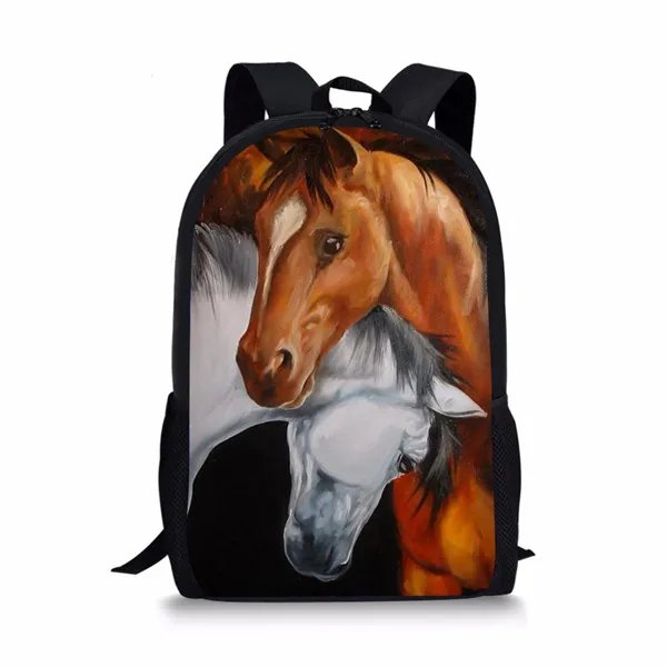 Школьная сумка для девочек-подростков, портфель для учеников начальной школы, классные принты «Военная лошадь», Детская сумка для книг, шко...