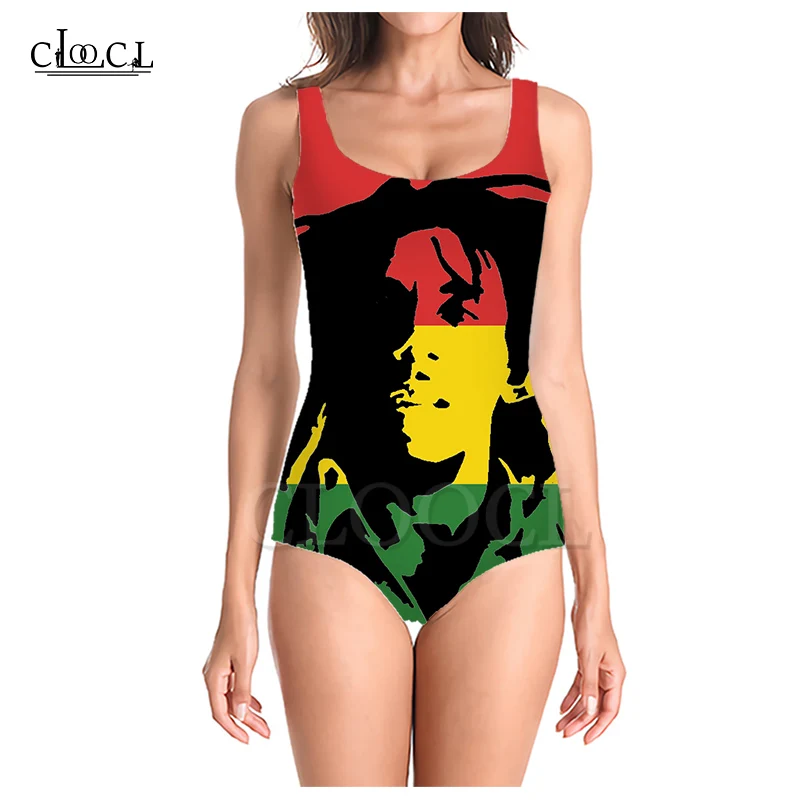CLOOCL Singer Reggae Creator Bob Marley Цельный купальник с 3D принтом для девочек купальный костюм