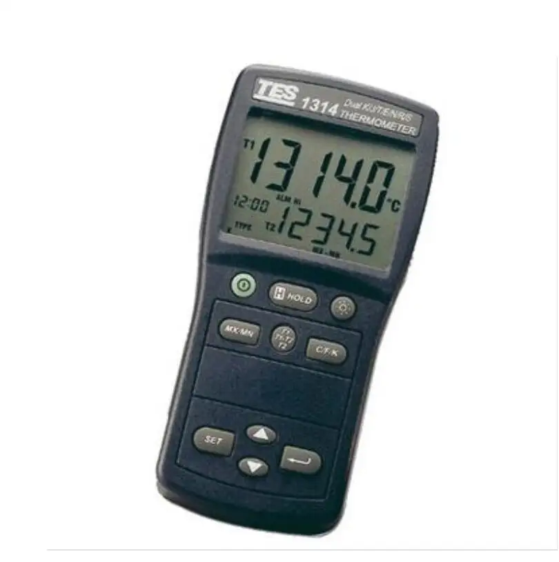 TES-1314 двухканальная Входная функция T1/T2 термометр для отображения температуры |