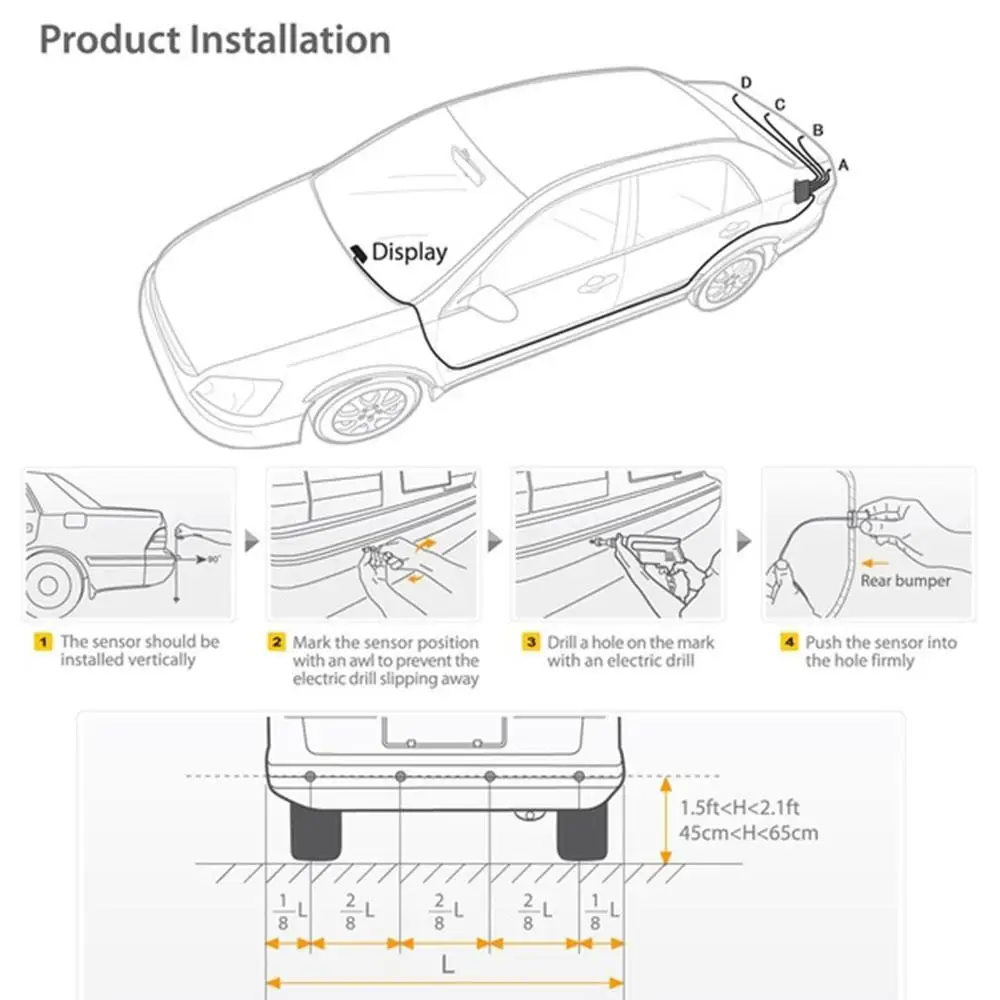 Universal Auto Reverse Radar Car Adjustable Parking Sensors LCD LED Display System | Автомобили и мотоциклы