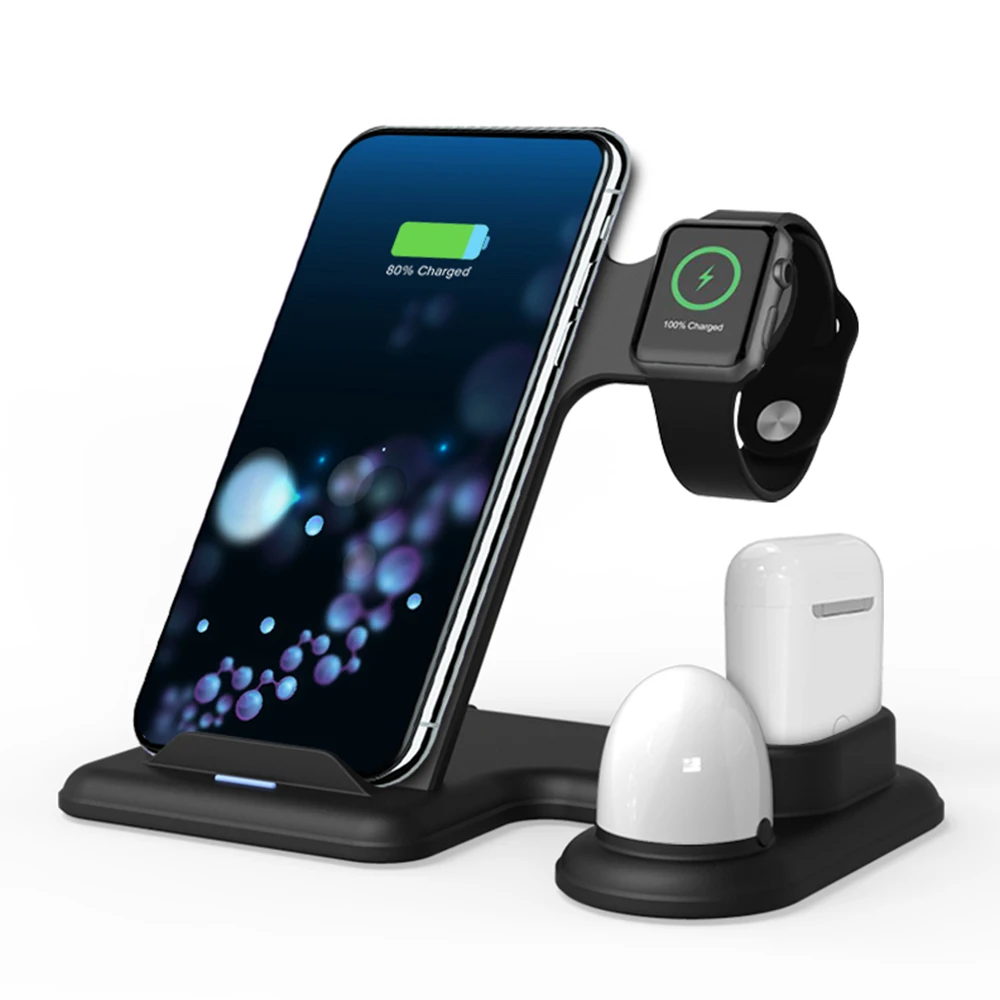 

LAMJA Intelligent Night Lamp 4 In 1 Wireless Charger Station Night Lighting Fast Charging Dock Station for Watch LED Light