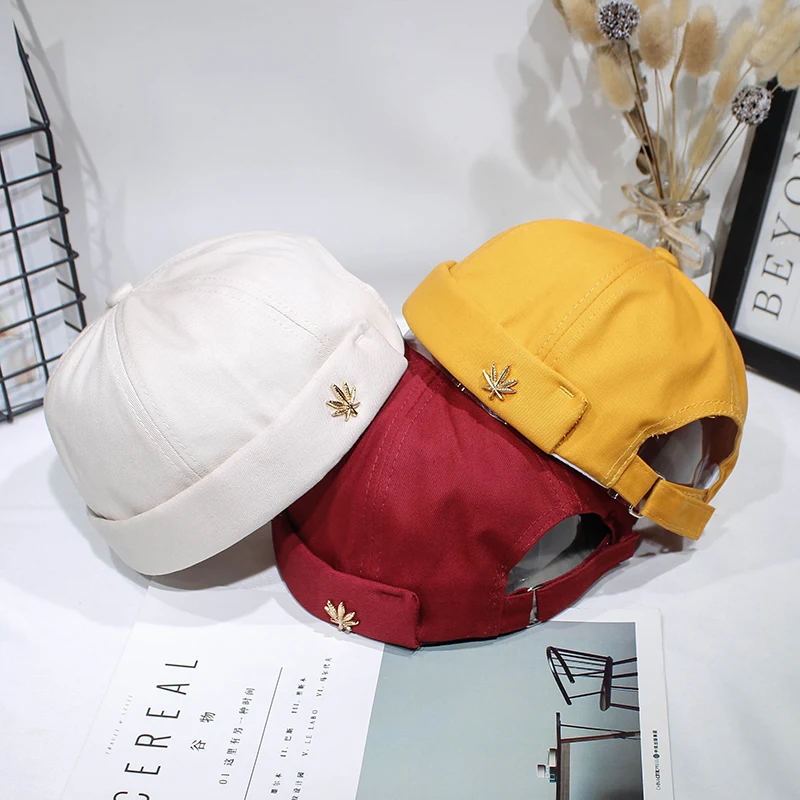 Мужская и женская Skullcap Сейлор Кепка лист заклепки вышивка теплая свернутая