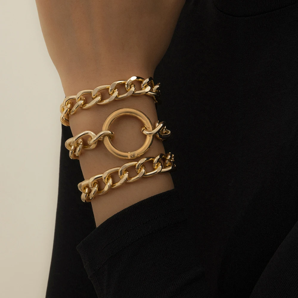 

Vintage Cuban Curb Chunky Chain Bracelets for Women Boho Aluminum Chain Bracelet Set 2021 Charms Fashion Couple Punk Jewelry
