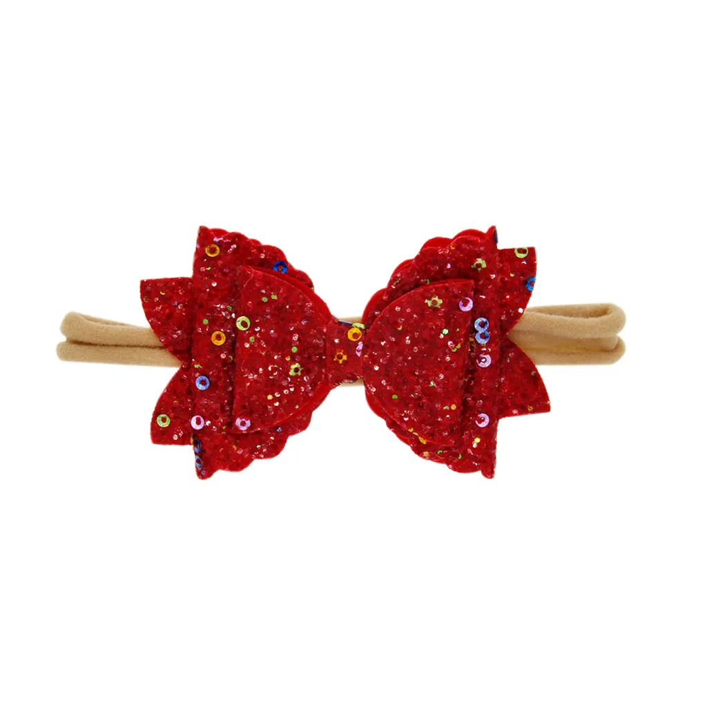

Lovely Cute Baby Girls Sequin Bow Bow Hairband Elastic Hair Rope Children's Sequin Bow Bezel Clip Hair Clip Hair Accessories