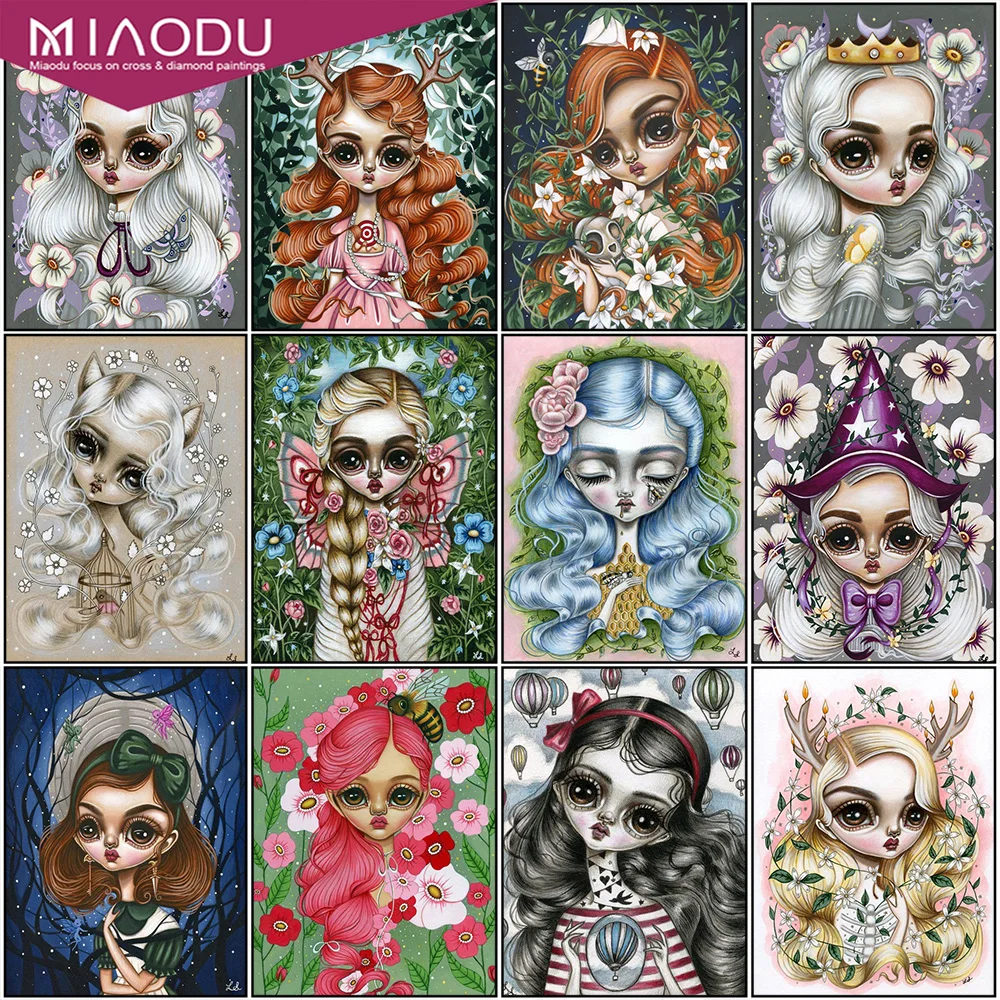 

Miaodu Round Classical Portrait 5D DIY Diamond Painting Cross Stitch Picture of Rhinestones Embroidery Mosaic Kit Home Decor