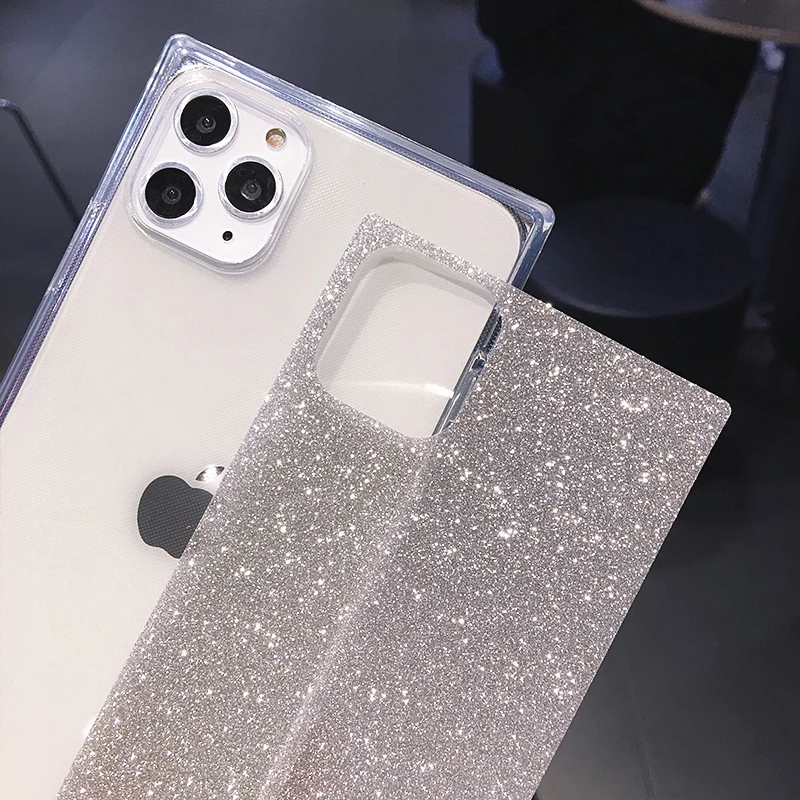 

Gimfun Square Fluorescent Glitter Phone Case for Iphone 11pro Max X XR Xsmax 6s 7 8plus Transparent Solid Shockproof Tpu Cover