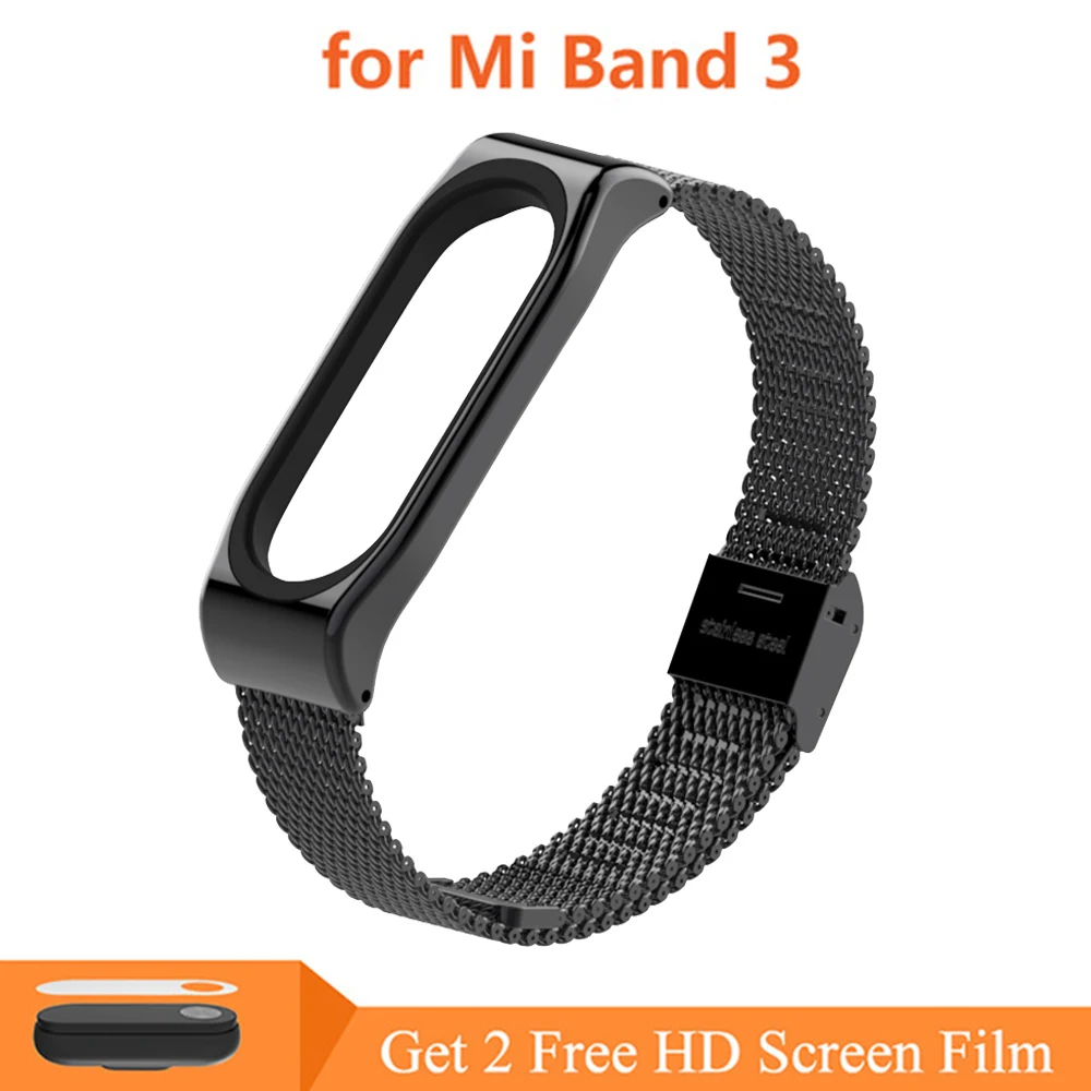 Mi3 Milan Black Ремешок mi Band 4 mi Band 3, металлический ремешок для Xiaomi mi Band 3, браслет из нержавеющей стали, умный ремешок, сменный ремешок для mi Band 4/3 - Цвет: Mi3 Milan Black