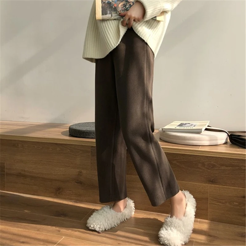 Шикарные вельветовые брюки в гонконгском стиле женские осенне-зимние свободные