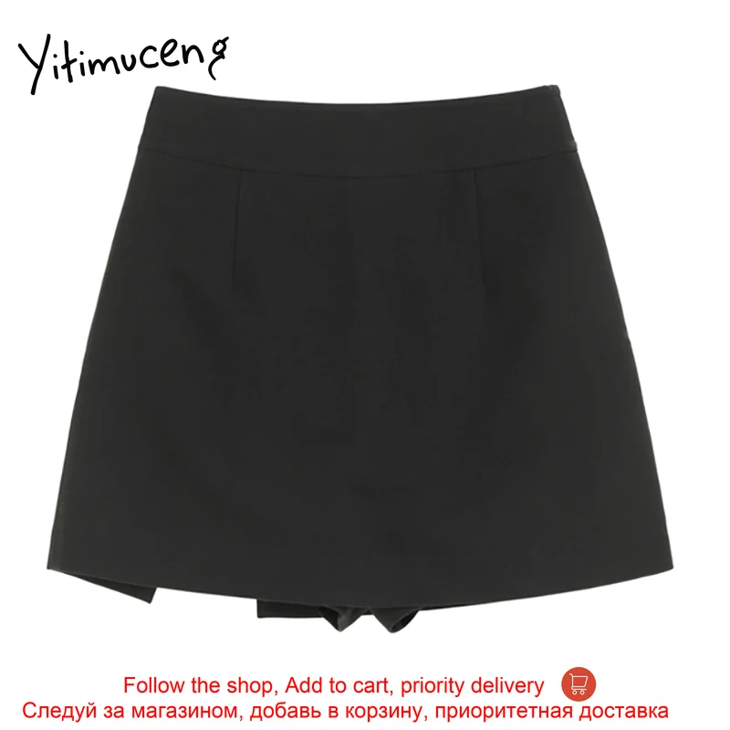 

Yitimuceng Irregular Skirt for Women Zipper Casual High Waist Casual Mini Black Clothing 2021 Summer Korean Fashion New Skirts