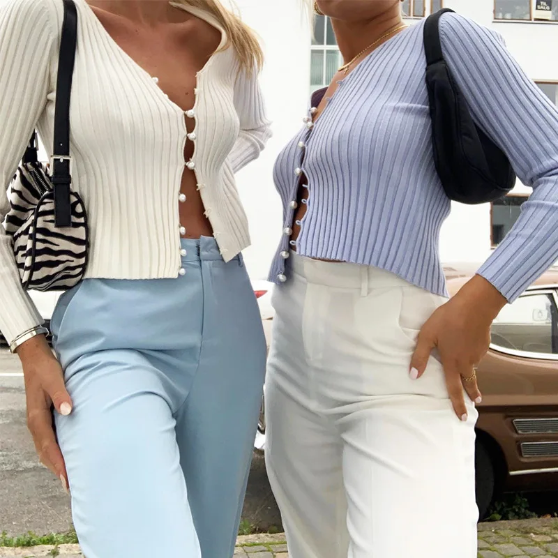 Женские кардиганы с длинным рукавом MONMOIRA однотонные Стрейчевые футболки