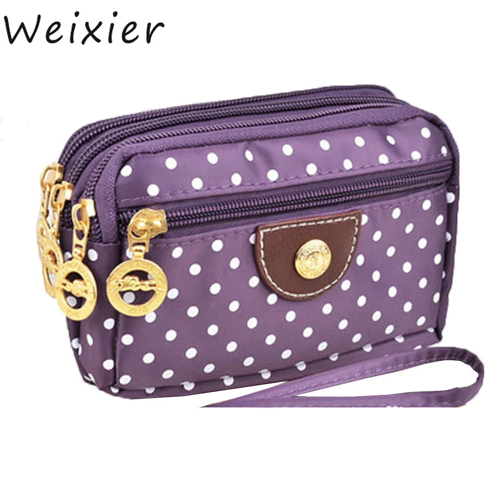WEIXIER женский кошелек женские клатчи на каждый день в горошек кошельки для монет