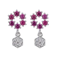 micro set zircon flower shape silver color earrings womens earrings fashion glamour banquet engagement earrings send girlfriend