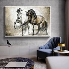 Скандинавская масляная живопись бегущая лошадь на холсте искусство роспись животное плакат картина для европейского классического декора комнаты