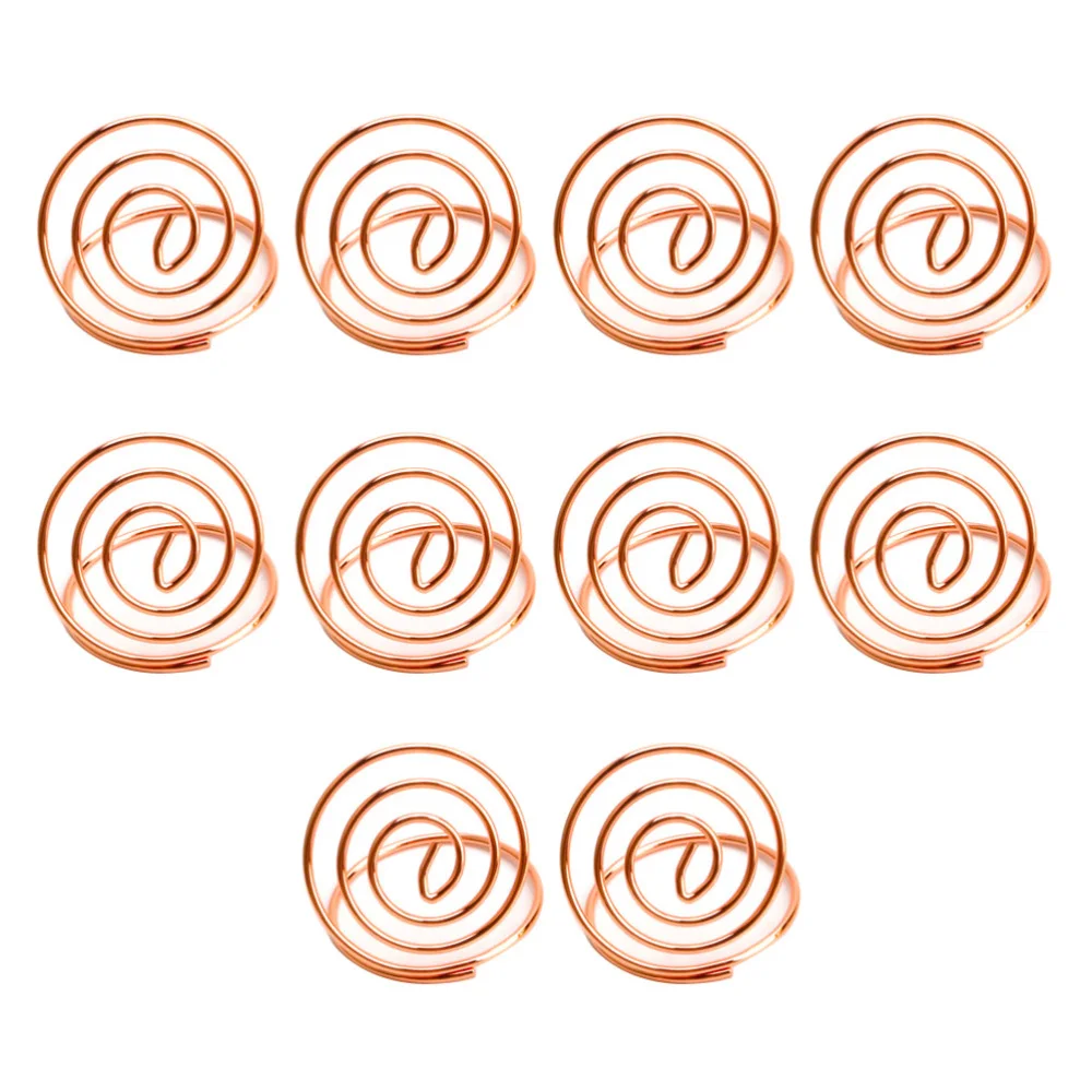 

10pcs Metal Memo Holder Table Placecard Holder Round Wire Stand for Wedding Banquet (Rose Gold)