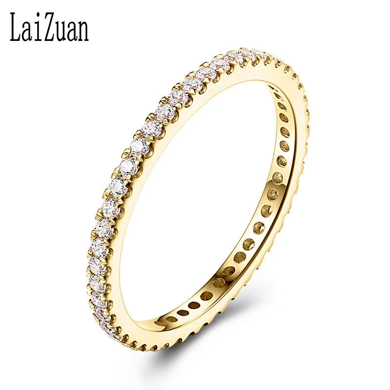 Moissanite кольцо Твердое 14k желтое золото круглый VVS/DEF цвет Лаборатория Grown алмазное