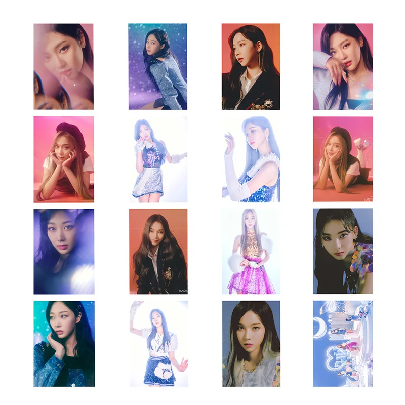 

16Pcs/Set KPOP Aespa Album Next Level Postcard LOMO Card Self Made Paper Photocard KARINA For Fans Collection