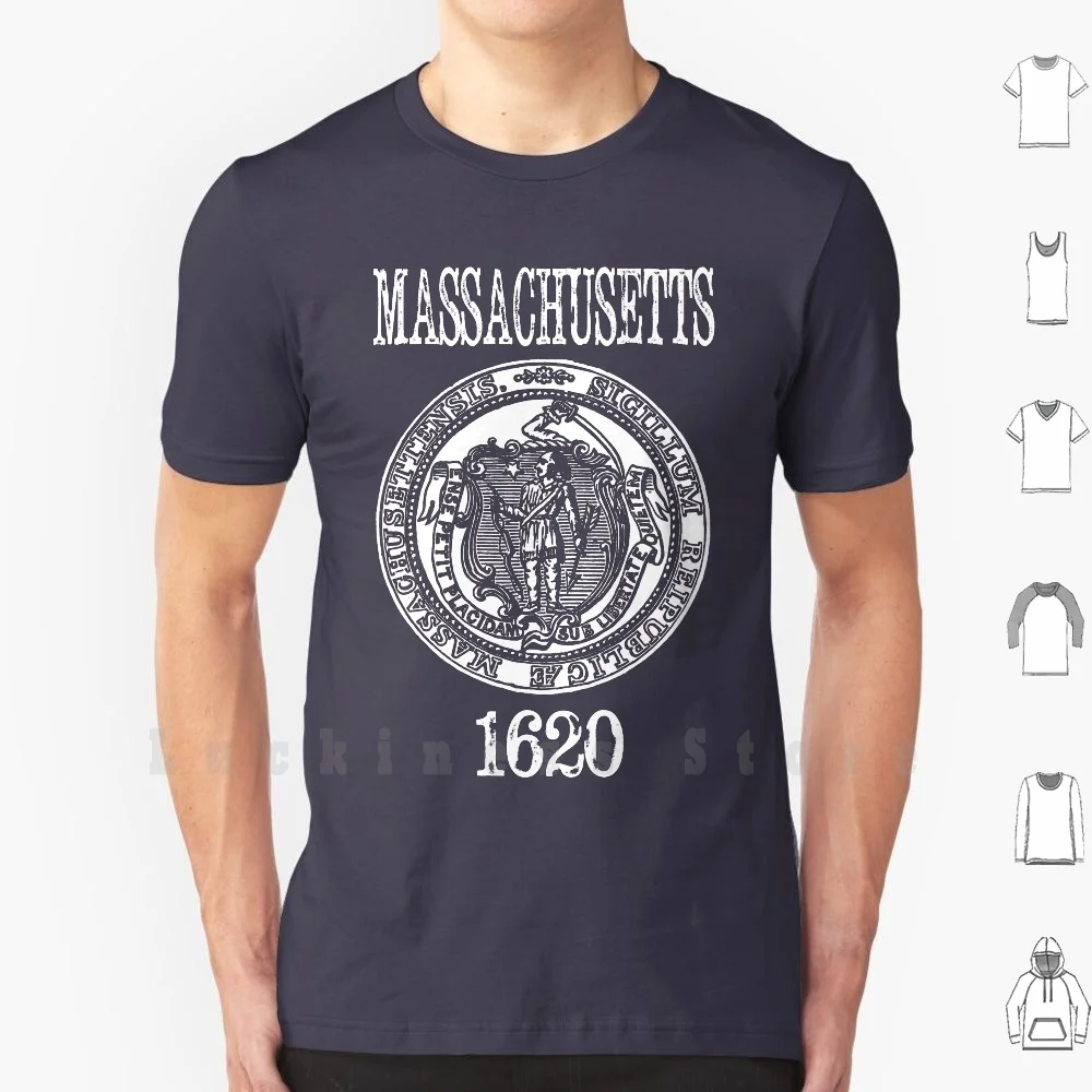 Massachusetts State Seal T Shirt Print 100% Cotton New Cool Tee Massachusetts State Seal 1620 Coat Of Arms Usa United