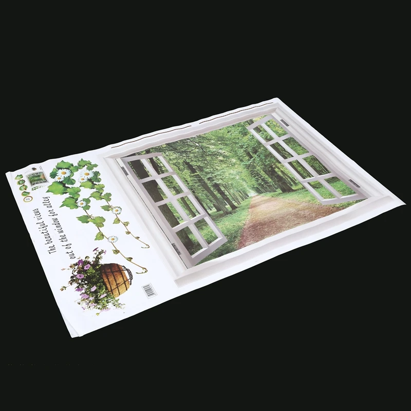 Promotion! Huge Window 3D Green View Flowers Plant Wall Stickers Art Mural Decal Wallpaper | Дом и сад