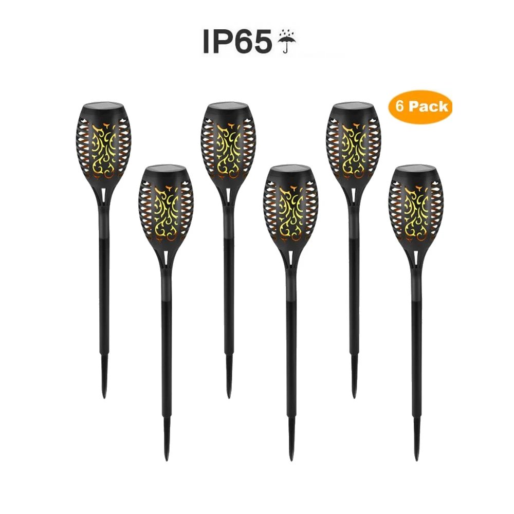 

6 pcs Solar Flame Flickering Lawn Lamp Led Dancing Flame Light Waterproof Outdoor Garden Lamp decoration Landscape Lighting Path