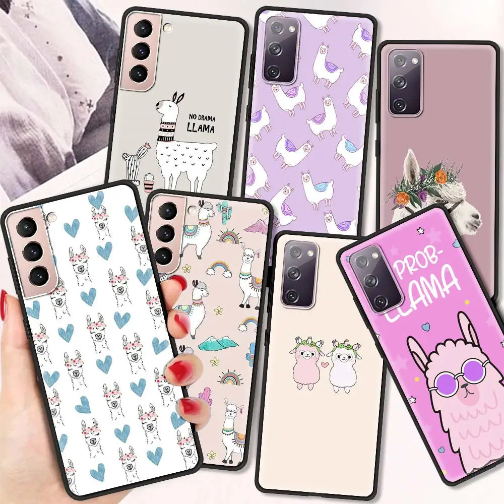 

Alpaca Llama Phone Case Coque For Samsung Galaxy S20 S21 Ultra S20 FE S10 Lite S10E S9 S8 Plus S7 Edge Cover Funda Capa