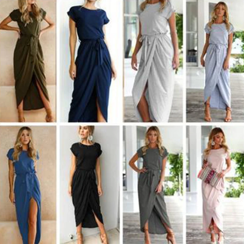 

Women Dress Summer O-Neck Short Sleeve Dresses Elegant dresses for women Vestidos Lady Clothing Party New Sexy Dress