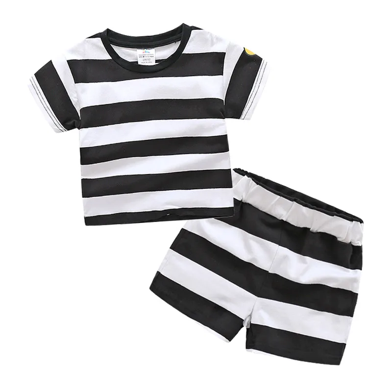 

Baby Striped Suit 2021 Summer New Boy Children's Short-sleeved T-shirt Shorts