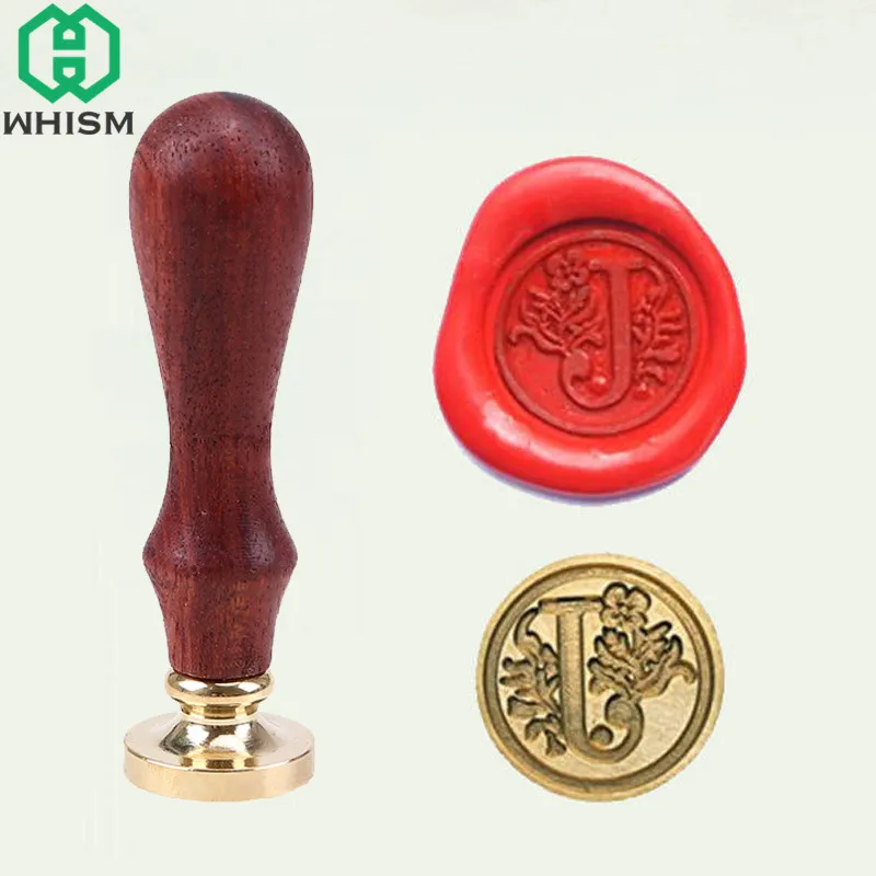 

Fine Sealing Wax Stamp Plant Flower Vine Wax Seal Stamps A-Z Alphabet Letter Retro Wood Handle Decorative Scrapbooking Stamps