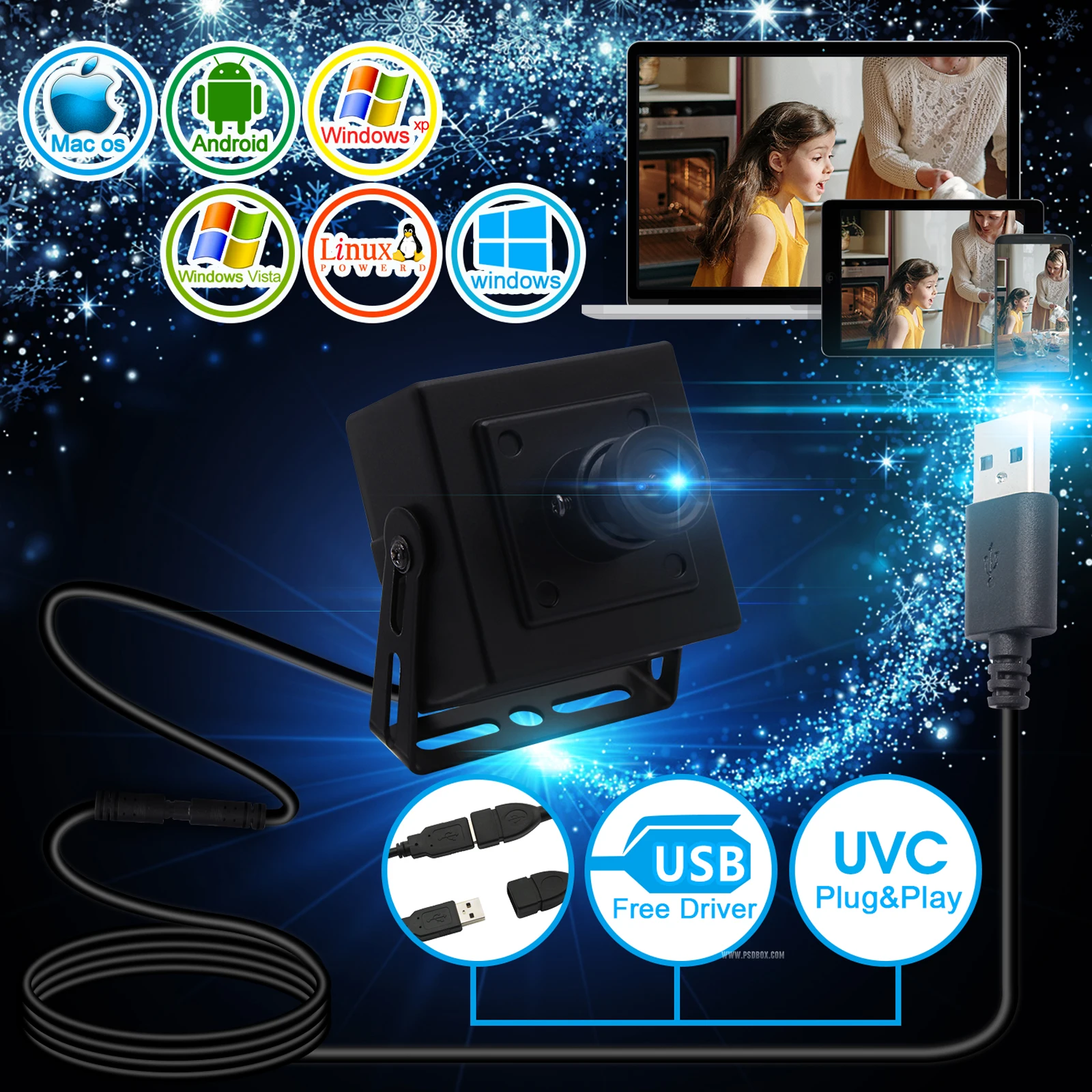 Веб-камера HD 960P мини-компьютер для офиса Внешняя веб-камера с USB разъемом и слоем