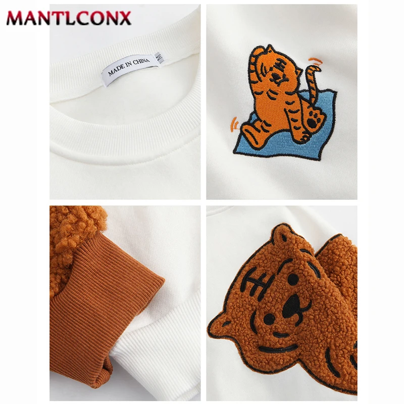 Новинка 2022 Модный свитшот в стиле пэчворк с изображением тигра мужская Толстовка