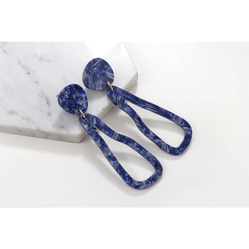 Женские акриловые серьги в синем картина из 5 частей геометрическая форма модные