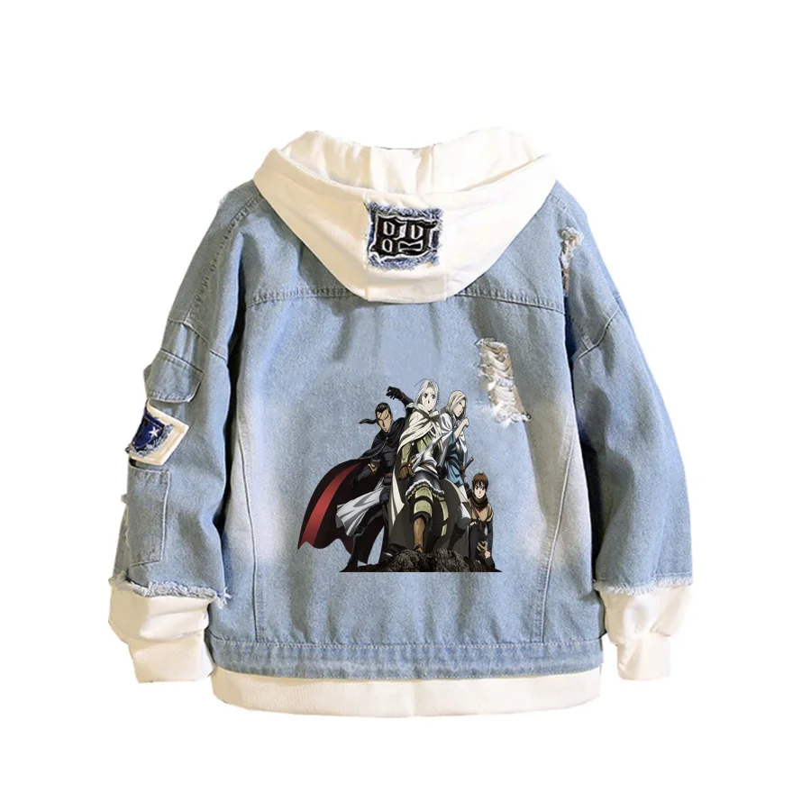 

Пальто в стиле аниме Grancrest Senki, Подростковый пиджак для мужчин и женщин, повседневное джинсовое Свободное пальто с капюшоном, Ковбойское пал...