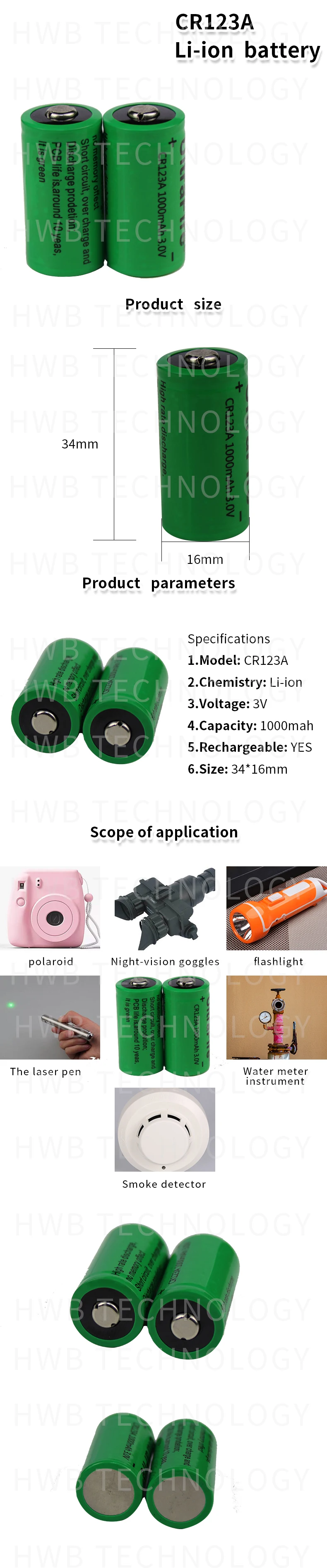4 x CR123A 3,0 v 1000 мА/ч, CR123 16340 17335 Перезаряжаемые Батарея+ CR123A зарядное устройство
