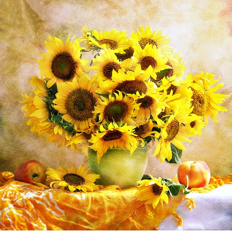 

Flowers colorful sunflower vase DIY Crystal full drill square 5D diamond painting 3D cross stitch kit mosaic round rhinestone