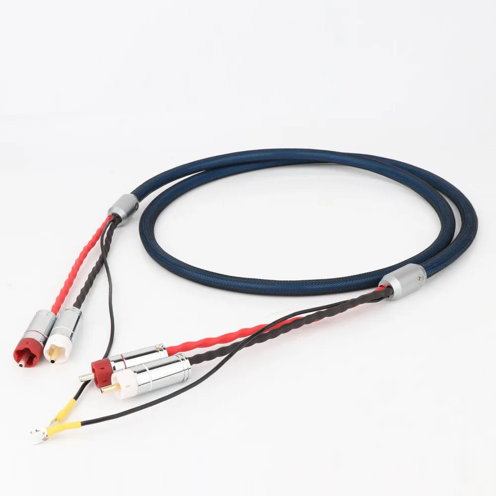 

1PCS R24X04 OFC Silver Plated With shielding RCA 5 pin DIN XLR U spade plug Audio Phono Tonearm Cable with Ground Wire