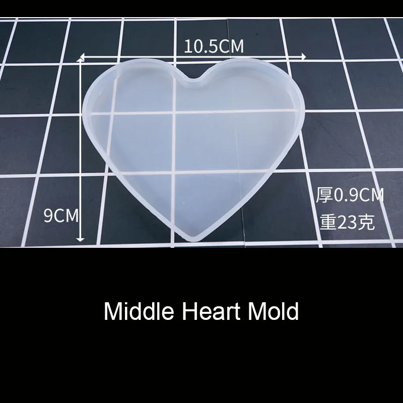 Middle Heart PopularVarious Size Of Love Heart Square Rectangle Base Board UV Expoxy Resin Decorative Jewelry Making Molds For Jewelry - Цвет: Middle Heart