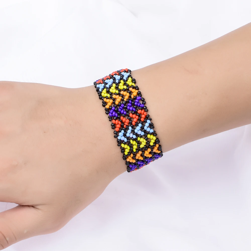 Богемный цветной бисер браслет из нескольких нитей этнический плетеный