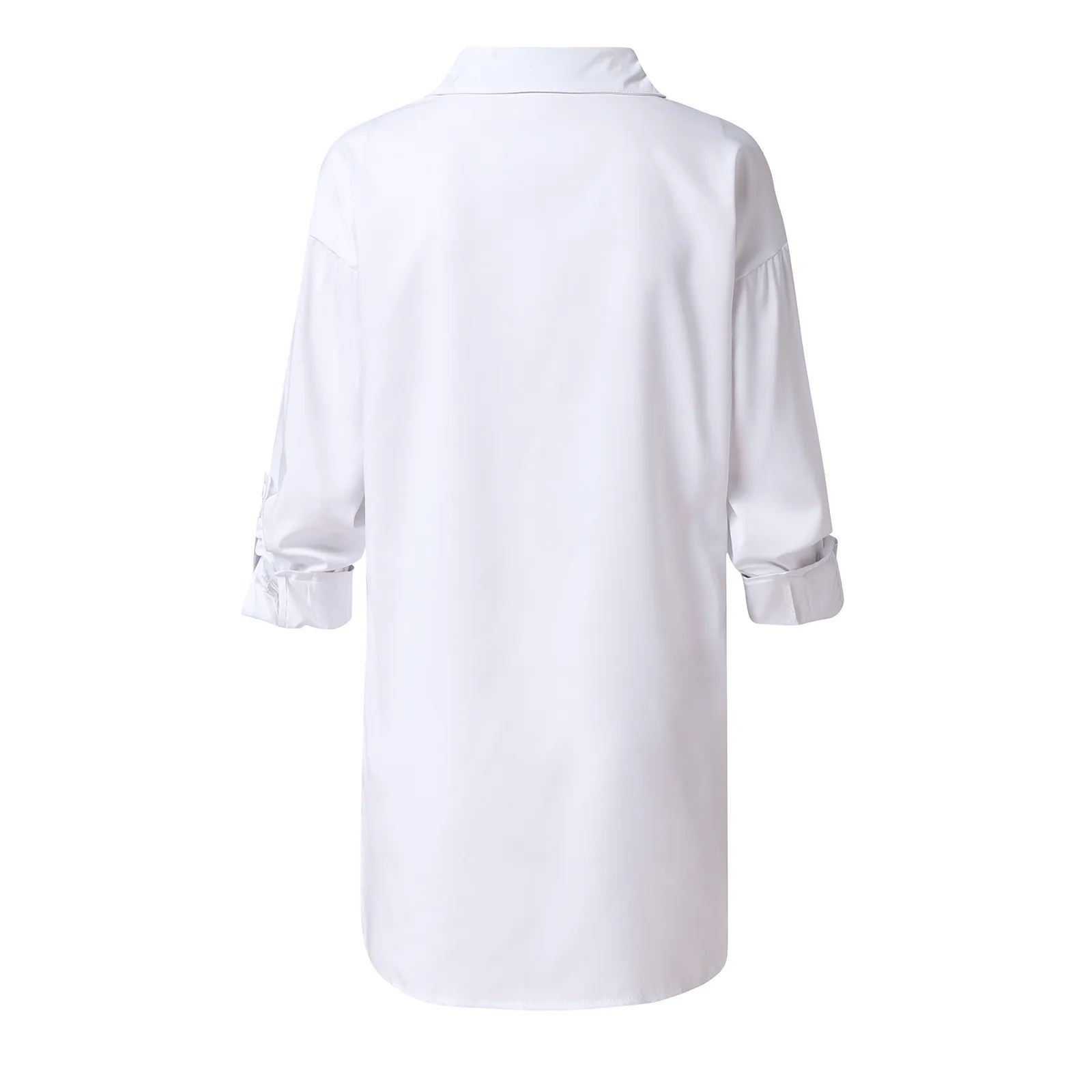 Женская Повседневная однотонная Асимметричная Свободная рубашка с длинным