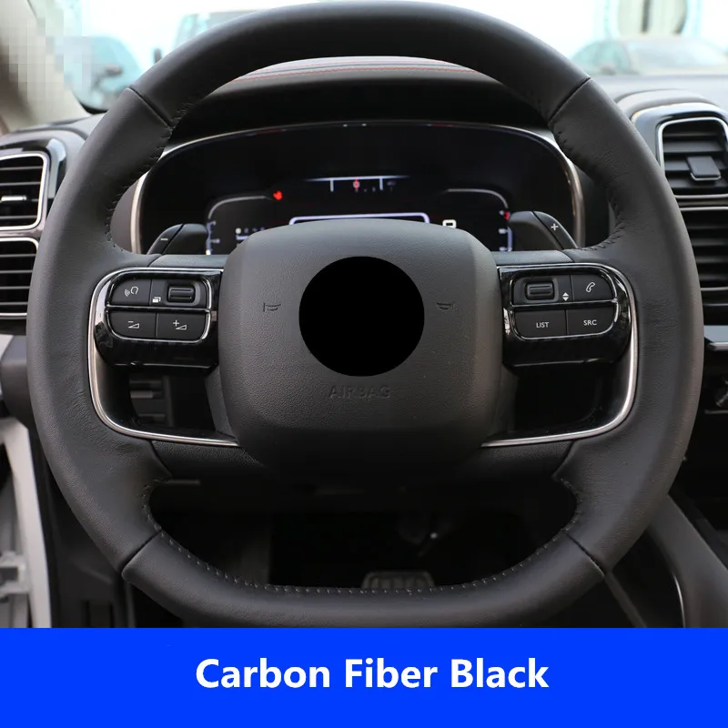 Carbon fiber Black Подходит для Citroen C5 Aircross внутреннее рулевое колесо литье блестки ABS Хромированная декоративная крышка 2 шт - Название цвета: Carbon fiber Black