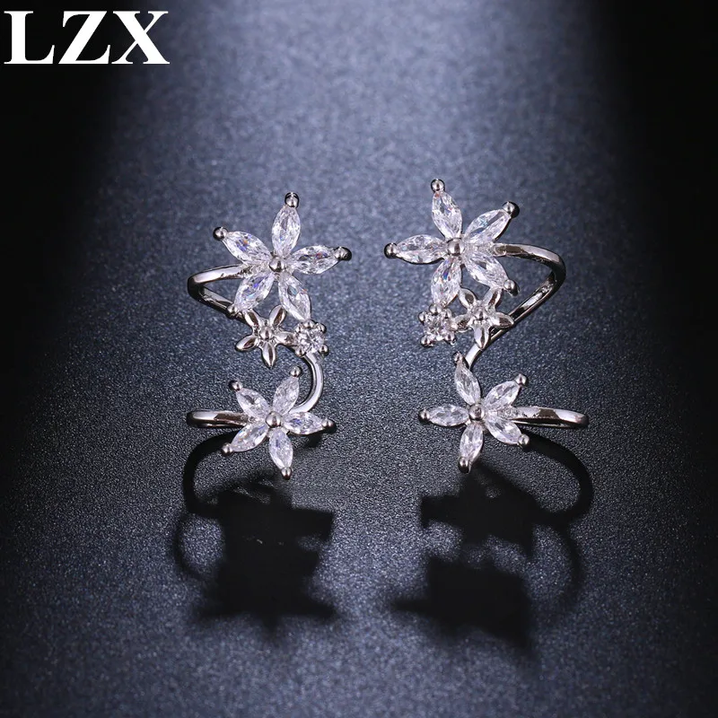 LZX брендовые дизайнерские Роскошные серьги каффы гвоздики с фианитом
