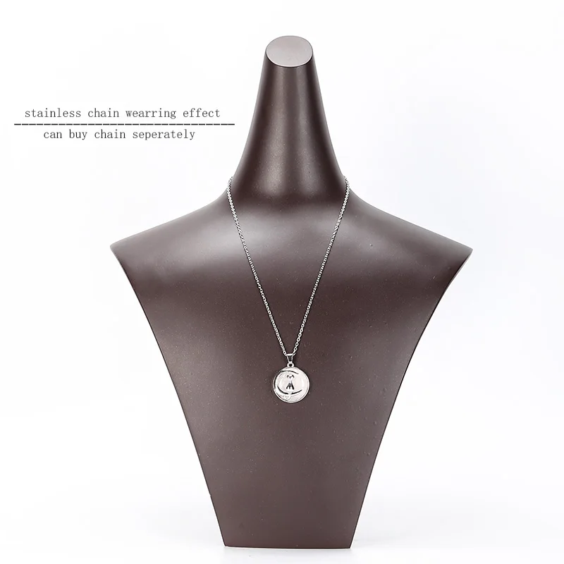 JD подвеска в виде кота для ожерелья круглые плоские бусины из натурального камня