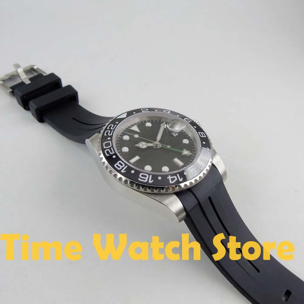 Парнис 40 мм GMT 3804 автоматические мужские часы с сапфировым стеклом световой