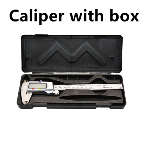 caliper with box 6 дюймов Нержавеющая сталь цифровой штангенциркуль с нониусом, 150 мм цифровой дисплей Металлический штангенциркуль измерительный инструмент Электронный штангенциркуль с глубиной - Цвет: caliper with box