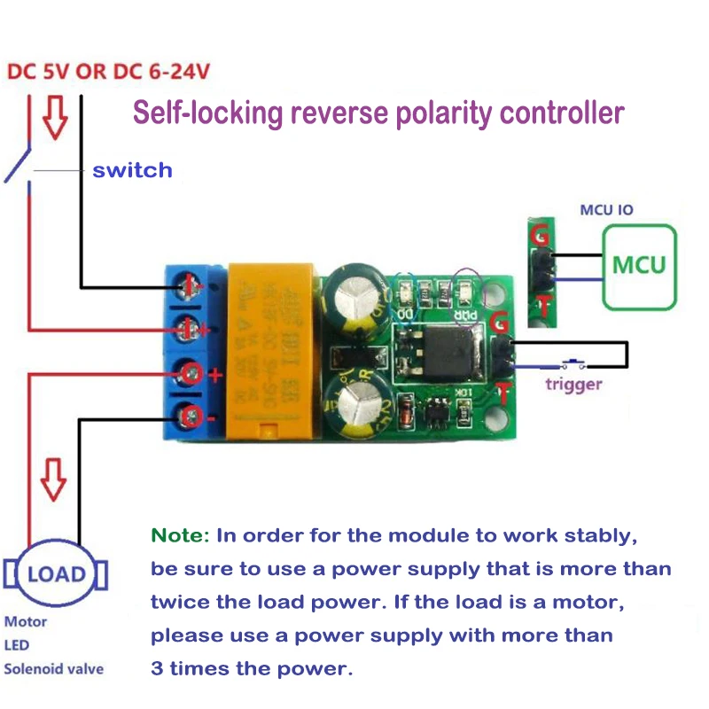 

5-24V 2A Flip Flop Latch Bistable Self-locking Reverse Polarity Relay Motor Forward And Reverse Controller Module