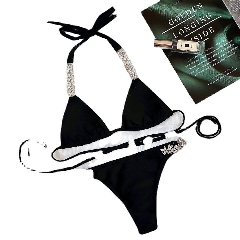 

Diamond Bikini 2021 New Sexy Swimwear Women Push Up Swimsuit Solid Bathing Suits Summer Beach Wear Swimming Suit
