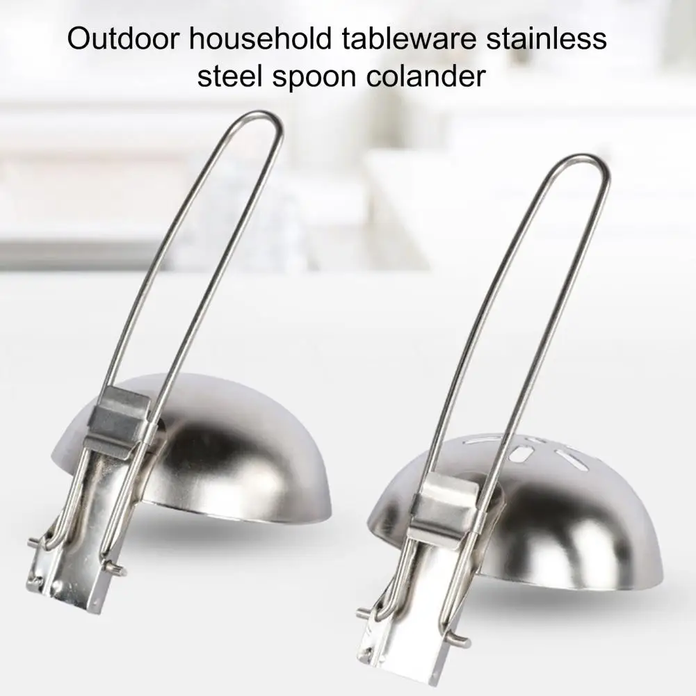

Multifunctionl Portable Stainless Steel Foldable Soup Colander Spoon for Camping